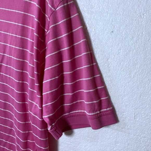 Tommy Hilfiger Mens Size Medium Pink Striped Golf 100% Pima Cotton Polo Shirt - Picture 7 of 7